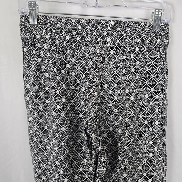 Artisan NY Pants Women's Small Black White Diamond Pattern Wide Leg Drawstring - Picture 5 of 11